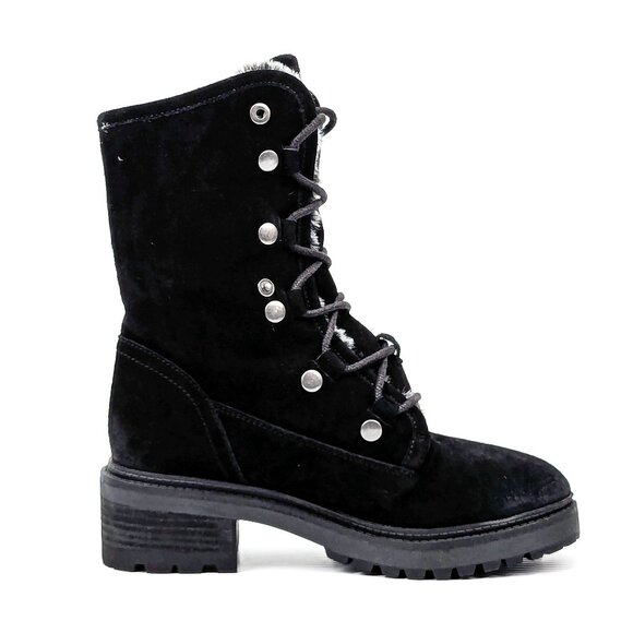 Zodiac Wmn Canyon Water Repellent Faux Fur Black Distressed Suede Boots size 8.5 - Picture 3 of 8